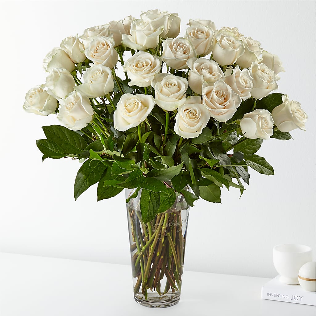 Long Stem White Rose Bouquet – Seaside Stems, Old Saybrook CT