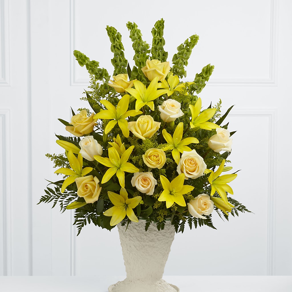 Golden Memories Arrangement – Seaside Stems, Old Saybrook CT
