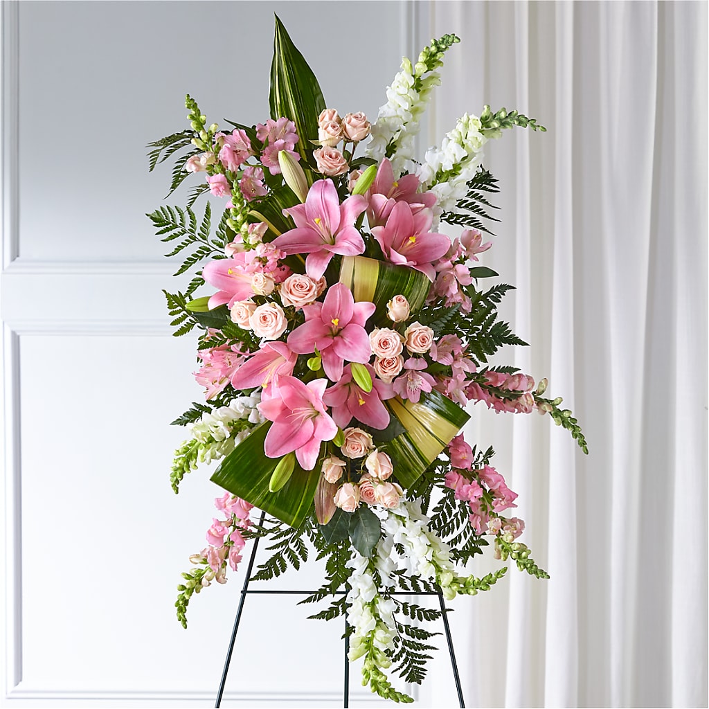 Elegant Embrace Standing Spray – Seaside Stems, Old Saybrook CT