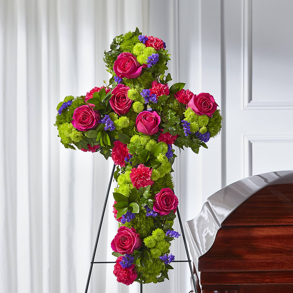 Tribute Rose Floral Cross – Seaside Stems, Old Saybrook CT