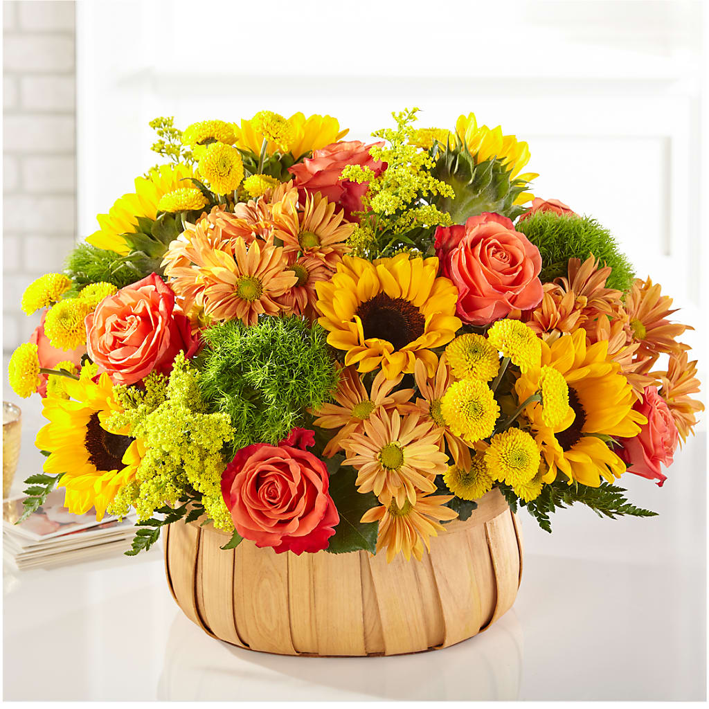 Harvest Sunflower Basket – Seaside Stems, Old Saybrook CT