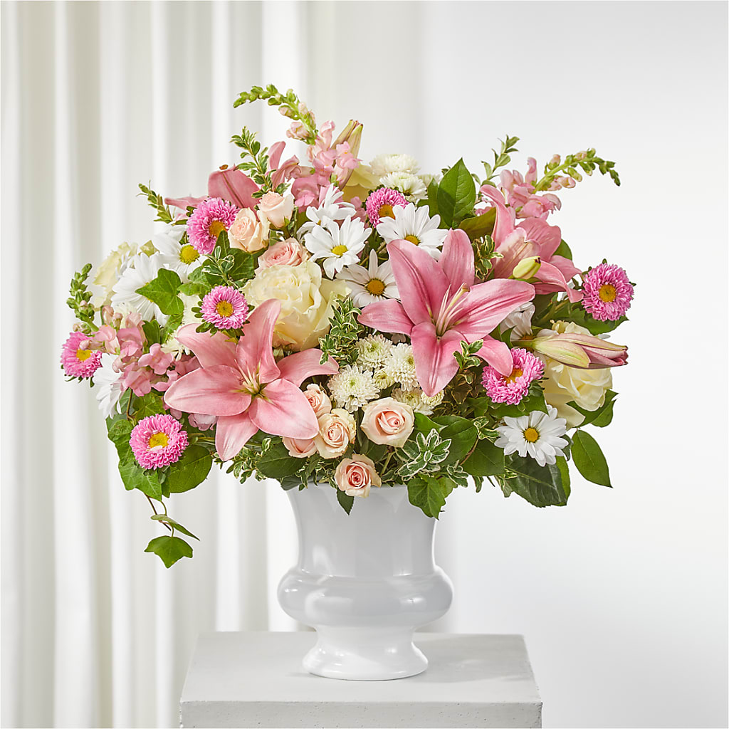 Empathetic Blooms Urn Arrangement – Seaside Stems, Old Saybrook CT