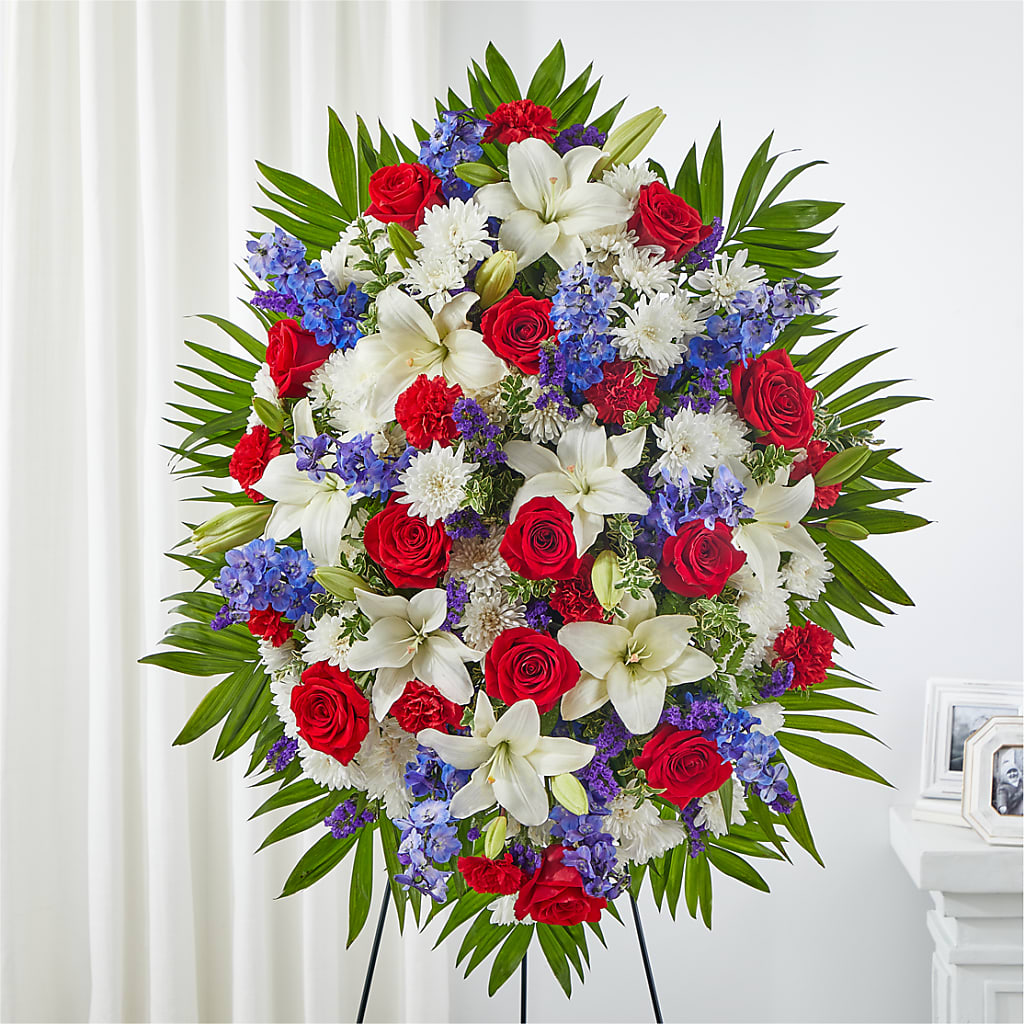 Cherished Service Standing Spray – Seaside Stems, Old Saybrook CT