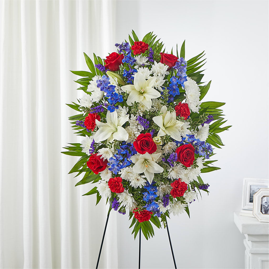 Cherished Service Standing Spray – Seaside Stems, Old Saybrook CT