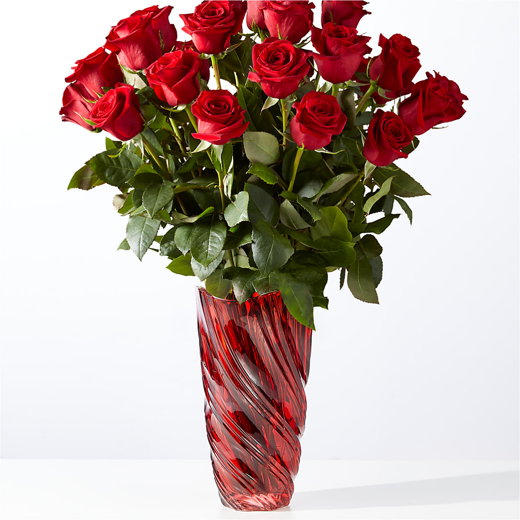 Classic Love Red Rose Bouquet with Luxe Swirl Vase – Seaside Stems, Old Saybrook CT