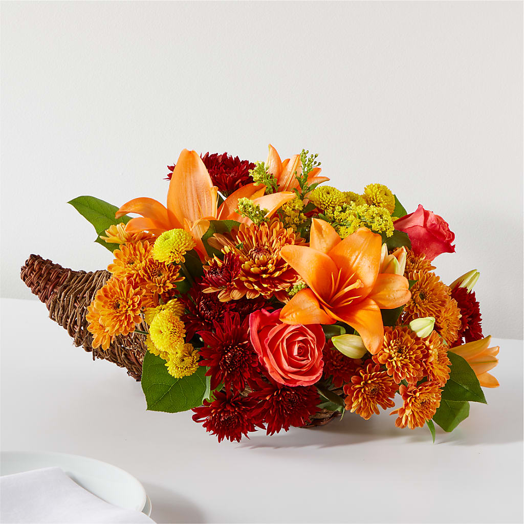 Bouquet of Blessings Cornucopia – Seaside Stems, Old Saybrook CT