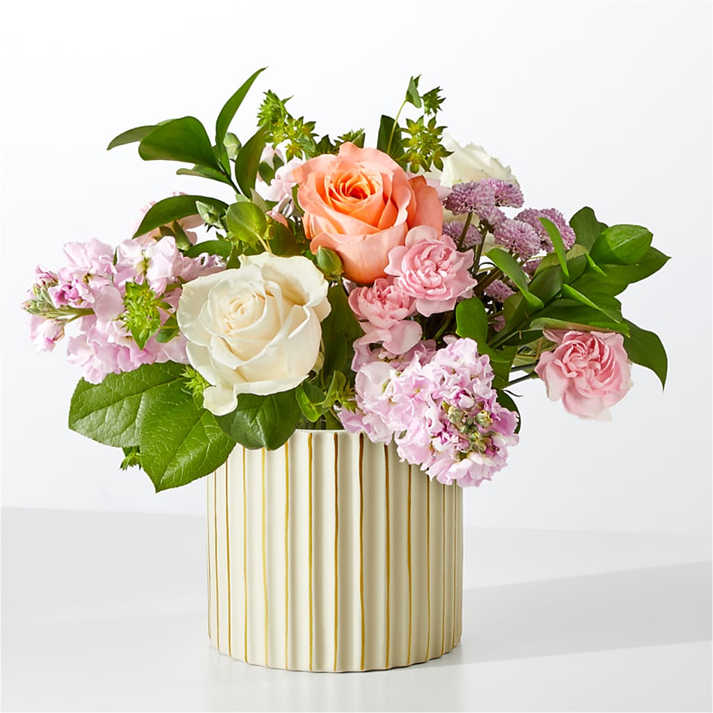 French Market Bouquet with Ivory Vase – Seaside Stems, Old Saybrook CT