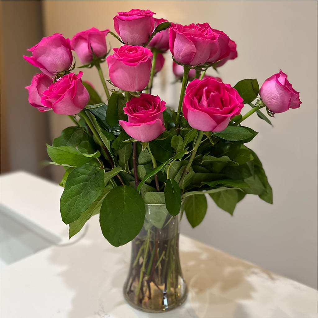 Long Stem Pink Rose Bouquet –  Seaside Stems, Old Saybrook CT