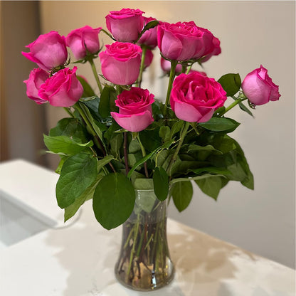 Long Stem Pink Rose Bouquet –  Seaside Stems, Old Saybrook CT
