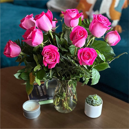 Long Stem Pink Rose Bouquet –  Seaside Stems, Old Saybrook CT