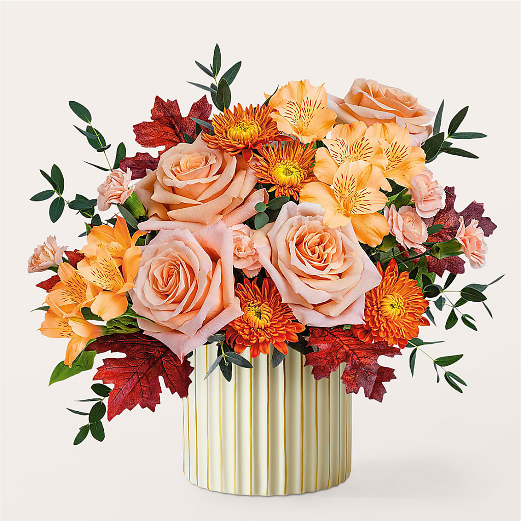 Spiced Latte Bouquet with Ivory Vase –  Seaside Stems, Old Saybrook CT