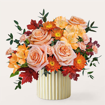 Spiced Latte Bouquet with Ivory Vase –  Seaside Stems, Old Saybrook CT