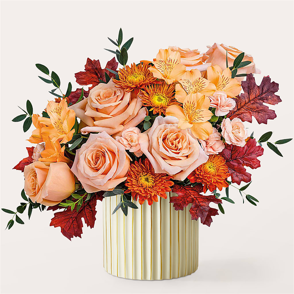 Spiced Latte Bouquet with Ivory Vase –  Seaside Stems, Old Saybrook CT
