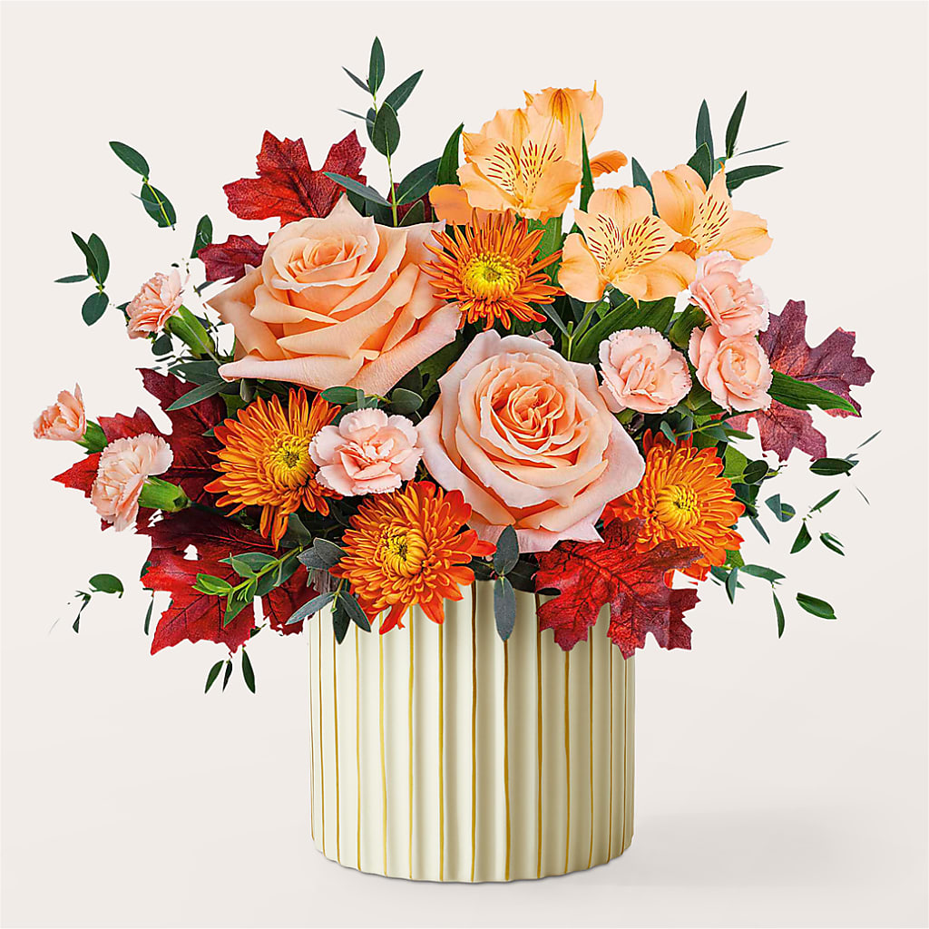 Spiced Latte Bouquet with Ivory Vase –  Seaside Stems, Old Saybrook CT