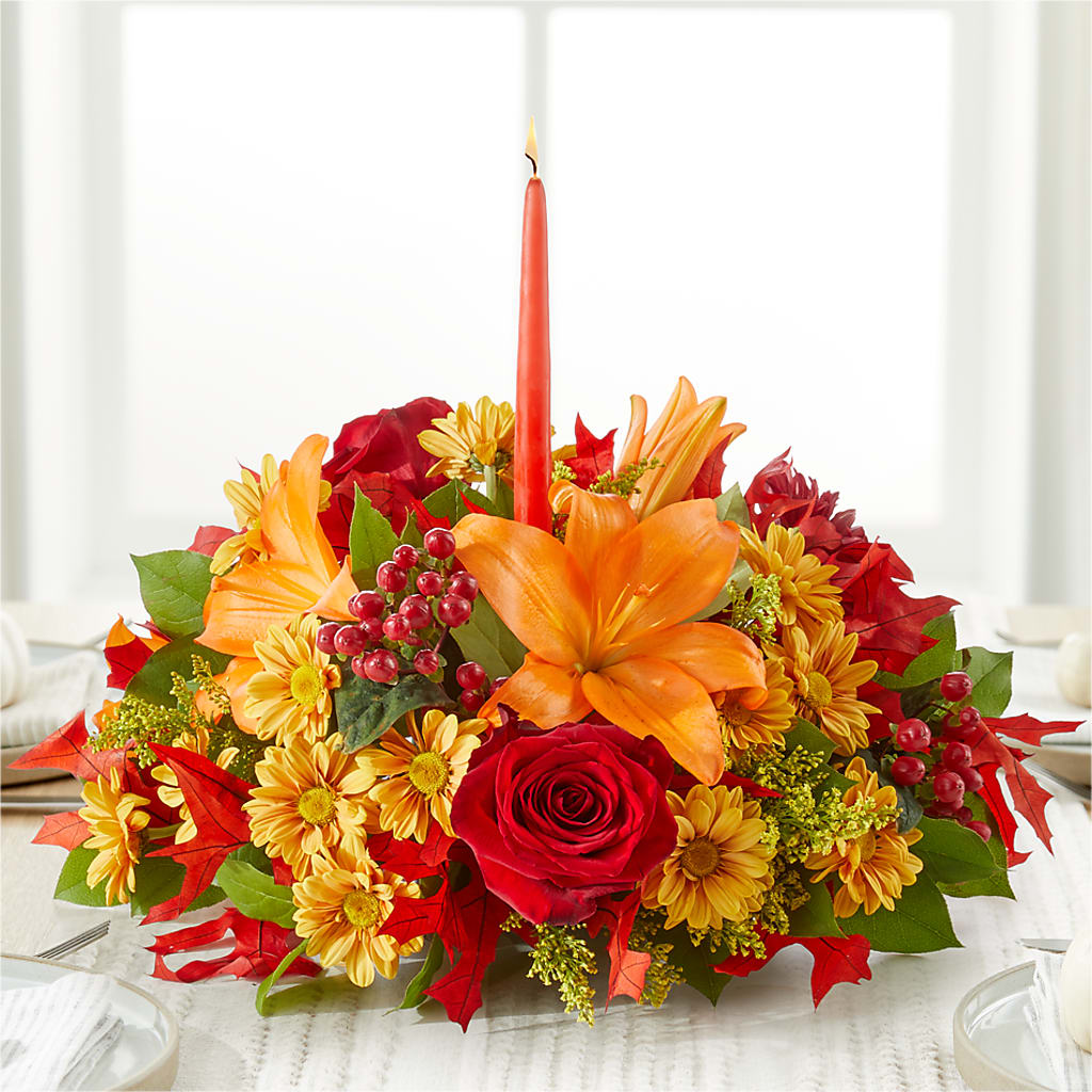 Autumn's Embrace Centerpiece –  Seaside Stems, Old Saybrook CT